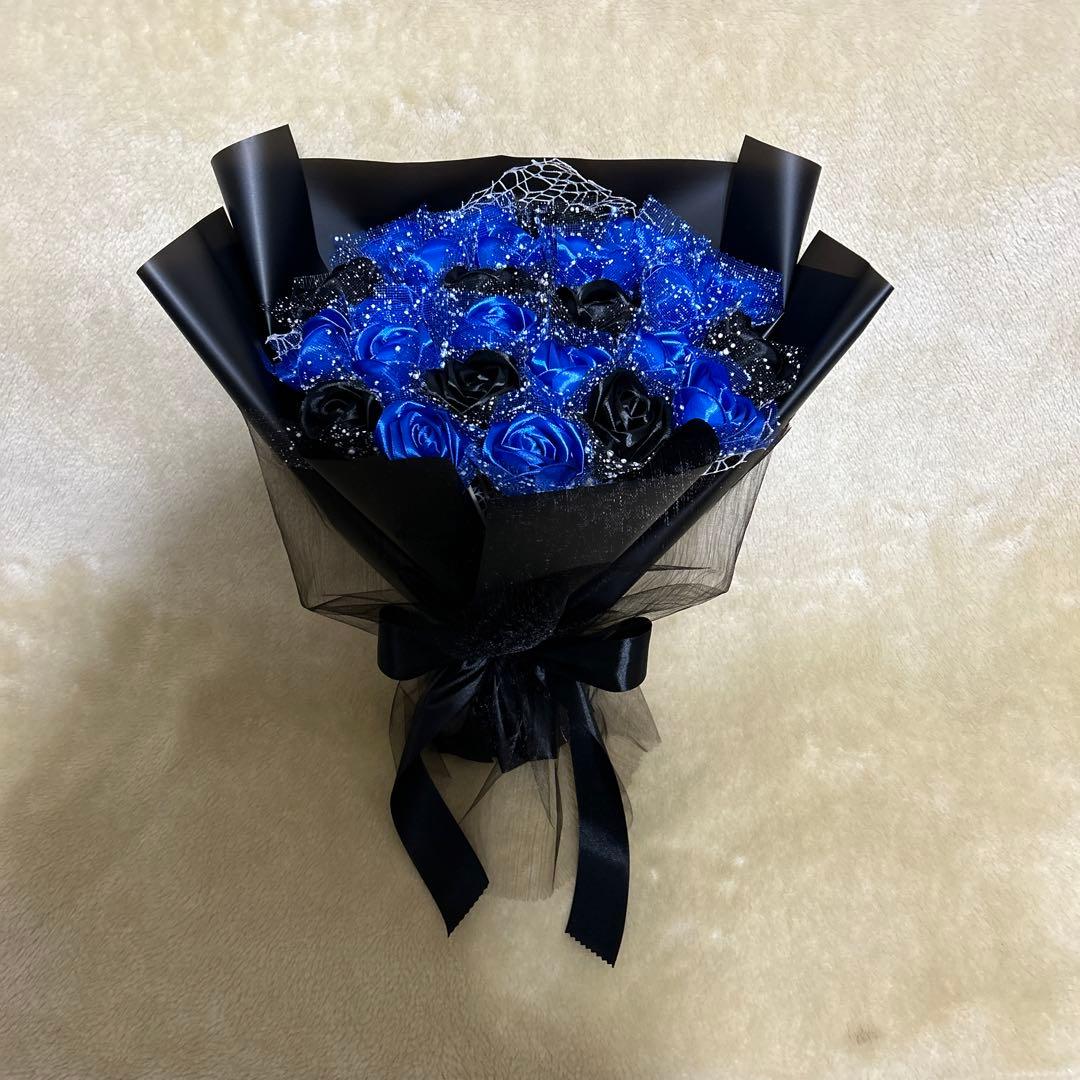 25本黒青バラブーケ　プレゼント お祝い 枯れない花 永生薔薇　特別な人へ