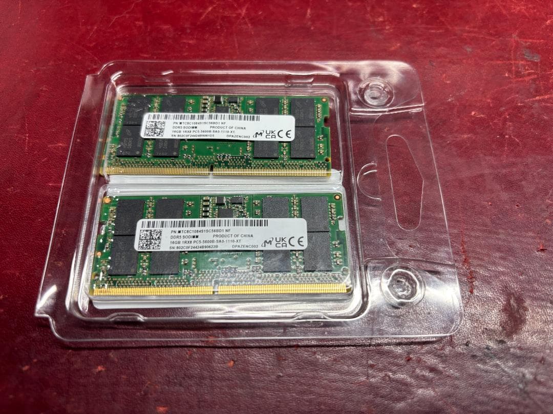 16GB DDR5 5600MHzノートパソコン RAM メモリ 2枚　値下げ