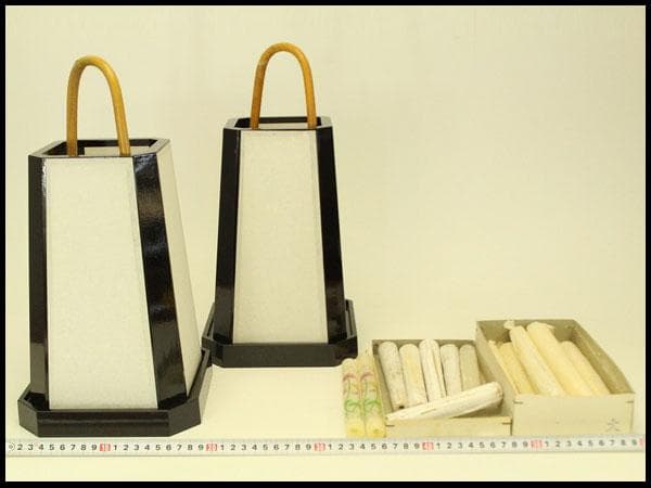 茶道具 路地 行燈 一対 未使用 夜話 蝋燭付(ZE469)