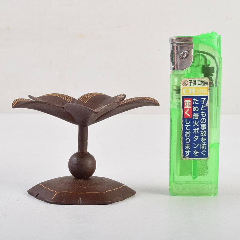茶道具　釜師　十二代　和田美之助造　象嵌ツク羽根蓋置　共布共箱　U　R9627