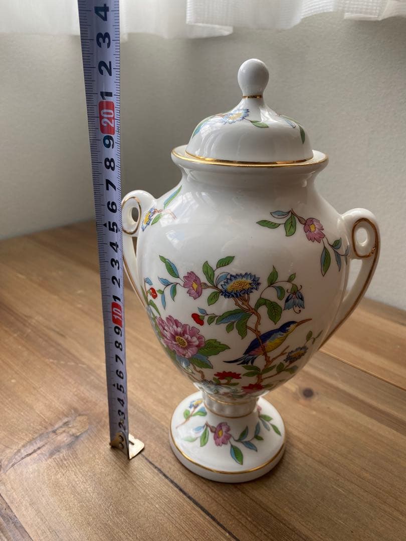 AYNSLEY ペンブロック 蓋付き花瓶　フラワーベース 白 陶器 花柄