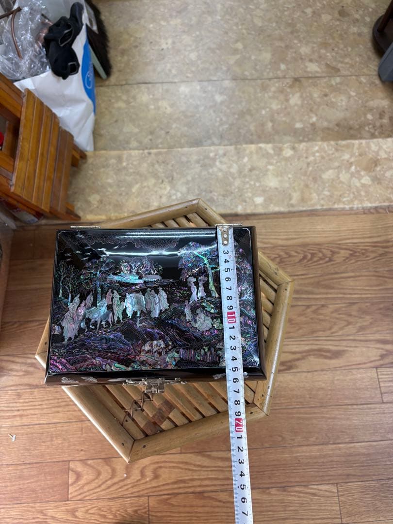 高級 螺鈿細工 ジュエリーボックス 宝石箱 伝統工芸 鏡付 ヴィンテージリング