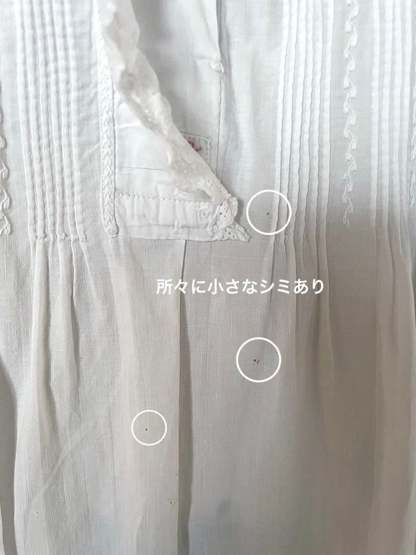 フランスアンティーク　ナイトドレス　ナイティ　ワンピース　コットン　綿　レース