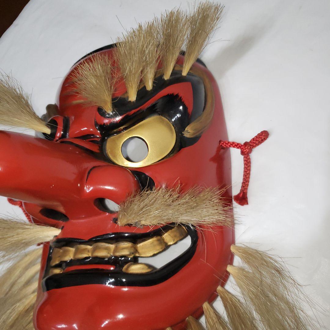 備中神楽面 田邉聖祐作 猿田彦命　能面 壁掛け能面 お面
