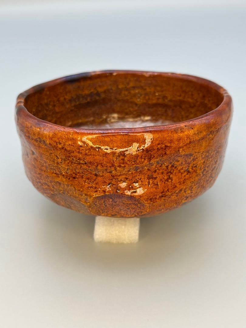 茶道具茶碗　九代　大樋長左衛門 アメ釉　花菖蒲絵茶碗
