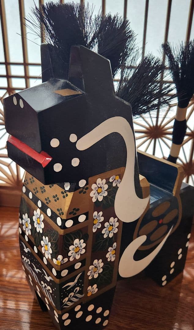 特大 希少 八幡馬赤黒午年縁起物青森県伝統工芸品高さ 34センチ 2個セット