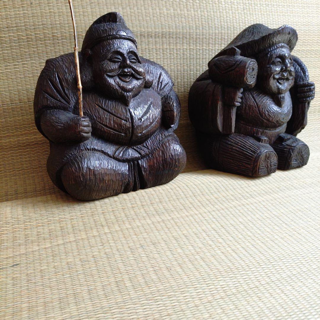 木製、恵比寿様と大黒様