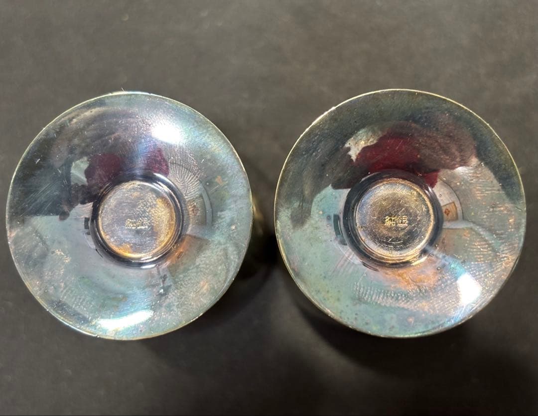 【純銀製】総重量59g！リキュールペアグラス！純銀刻印有り！箱付き、美品♪