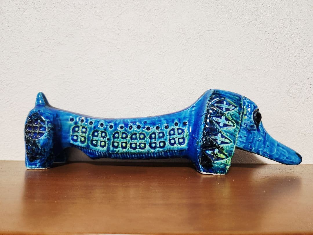 美品　イタリア製　老舗陶器　ビトッシ　「BITOSSI」リミニブルーシリーズ　犬