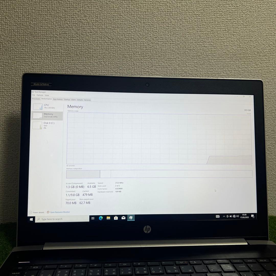 HP ノートPC 15.6インチ　i3 7020U 8GB 128GB SSD