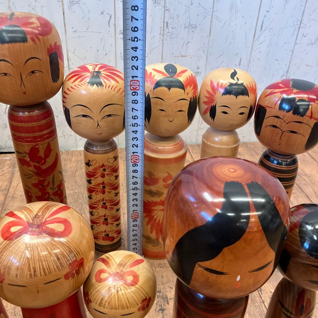 ③昭和レトロ 伝統工芸 郷土玩具 木製 創作 こけし 小芥子 13体 まとめ売り