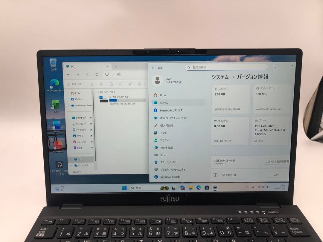 富士通 LIFEBOOK U9311/F第11世代 i5 メモリ LTE 対応