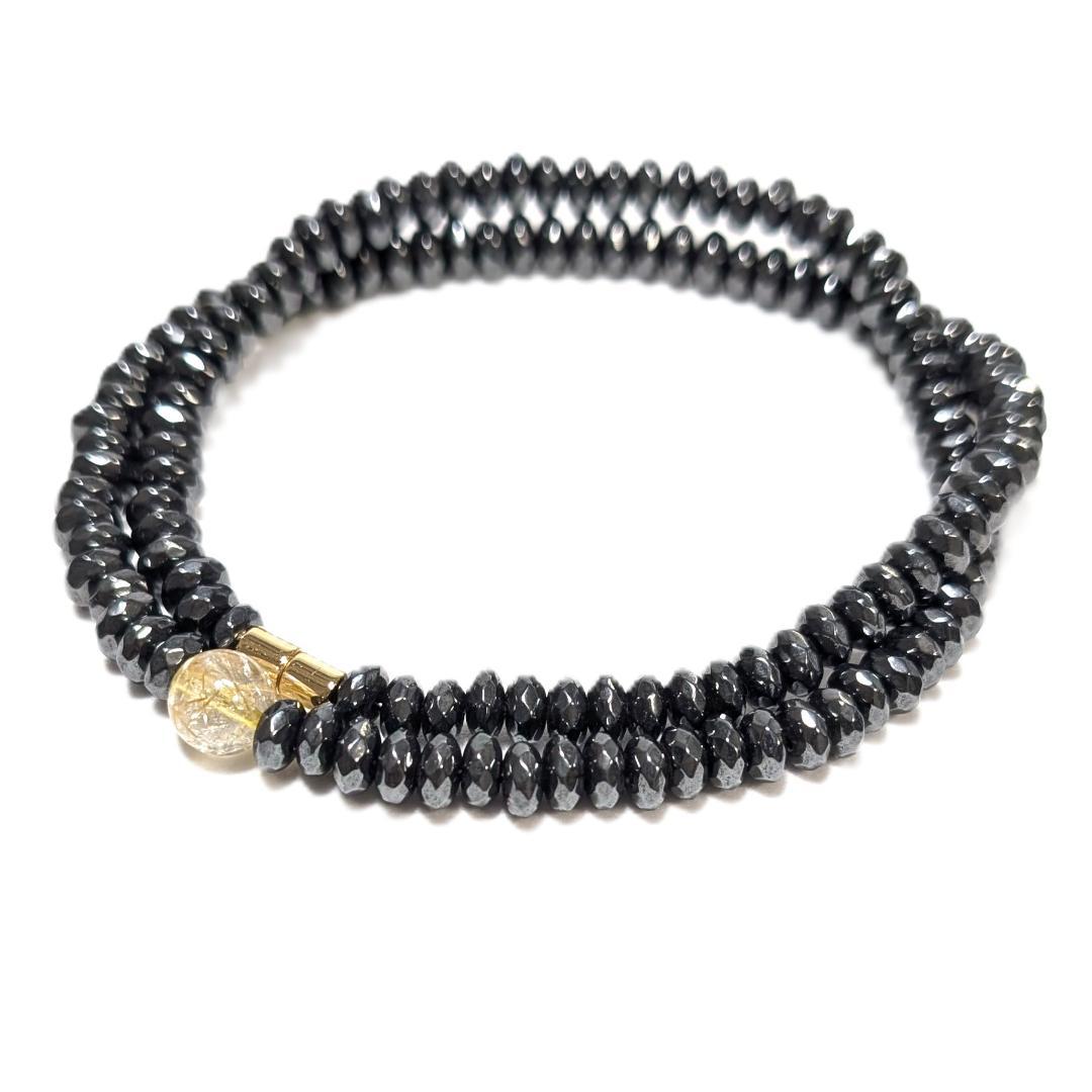 めんたる　ゴールドルチル 磁気ヘマタイト パワーストーンNECKLACE