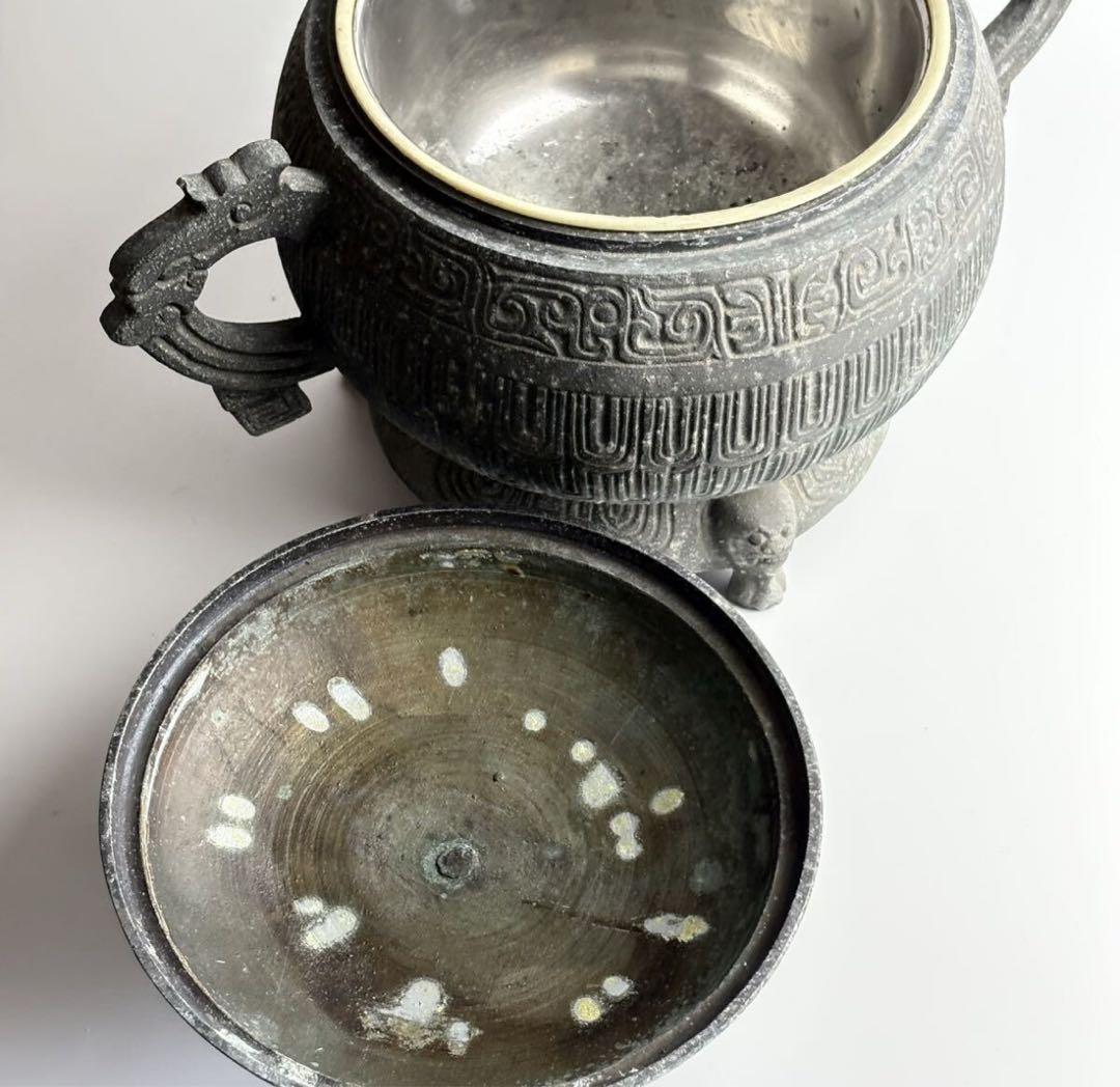 青銅器 銅 置物 蓋器 古美術