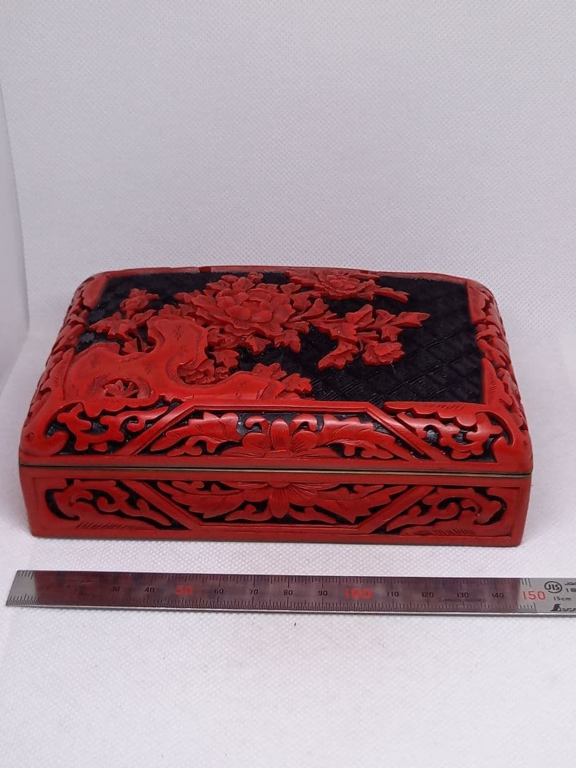 中国美術　内七宝　堆朱　文房具　小物入れ