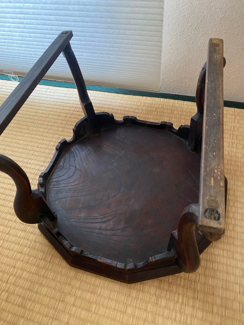 李朝　骨董　十二角ソバン 無垢　古木 茶台 花台 古家具