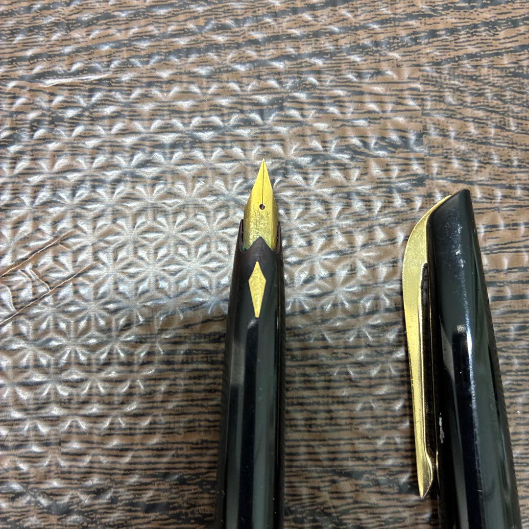 プラチナ黒い万年筆 細字 金18k