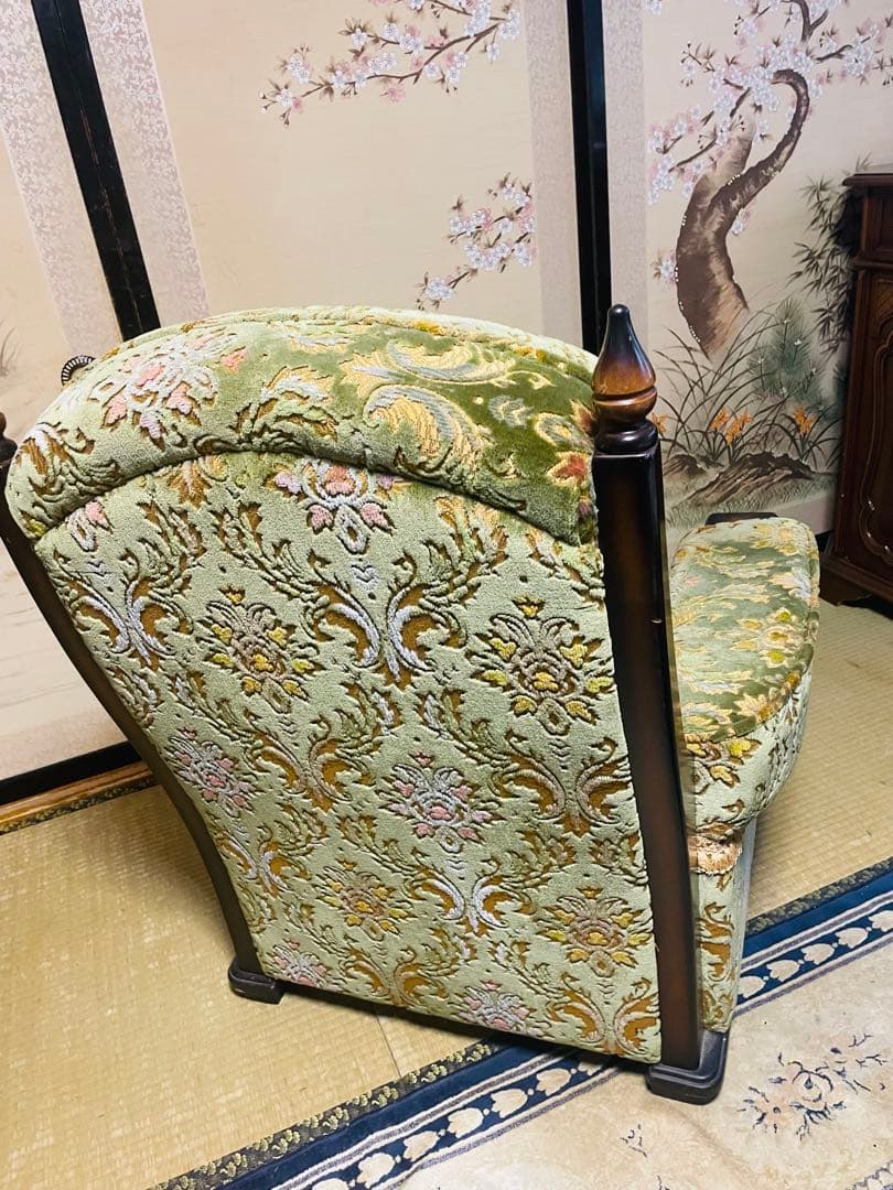 アンティーク金華山1Pソファ　昭和レトロ