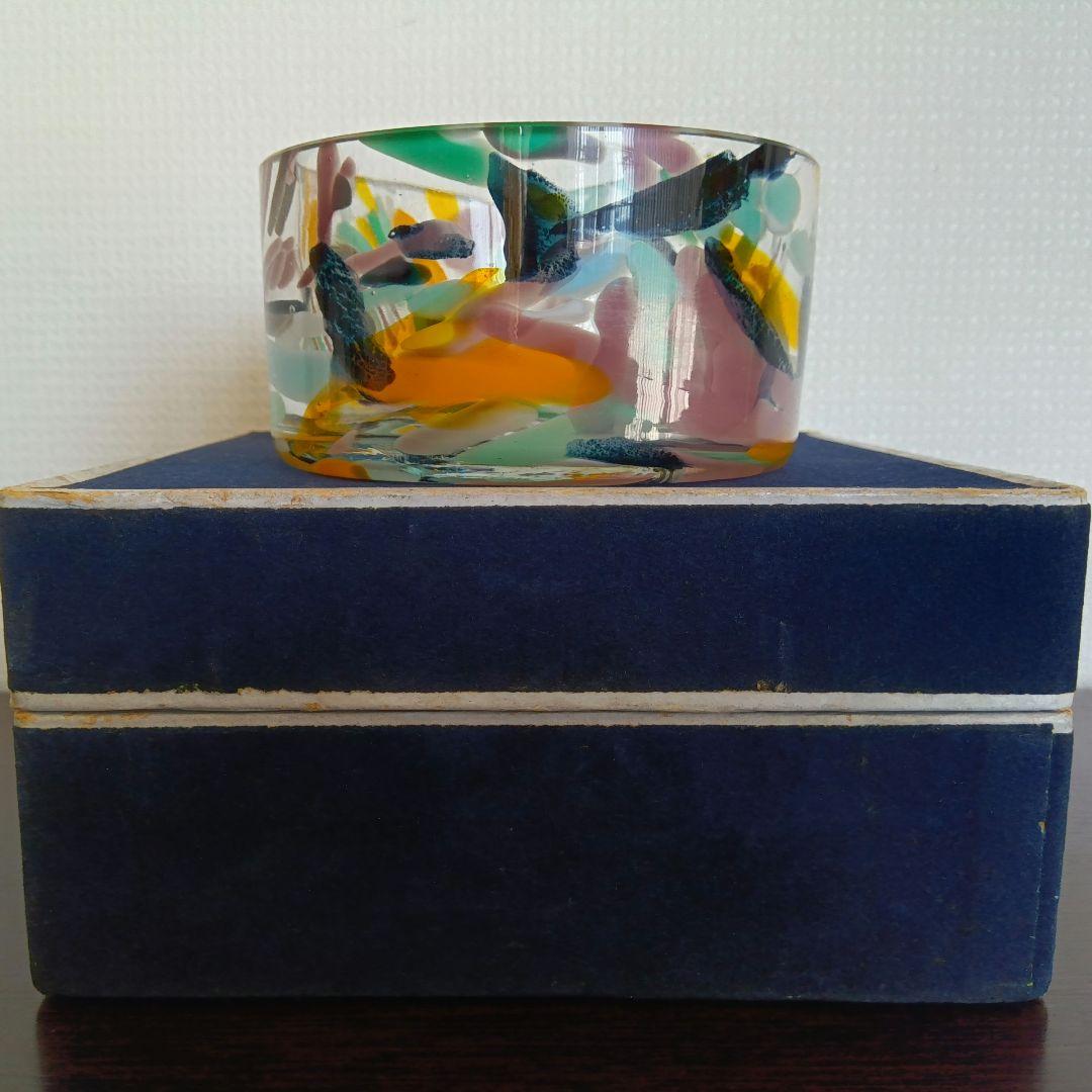 岩田藤七作 蒼風好み 硝子花器 昭和28(1953)年作品 専用箱入り