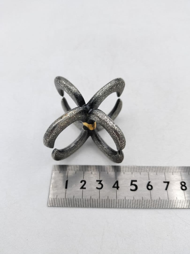 d087【新品・未使用】 唐銅 蓋置 錠いかり 金谷宗林 高岡 木箱 茶道具