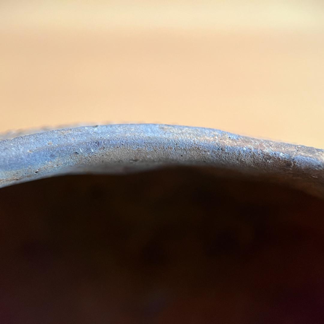 春秋戦国期 灰陶壺 布目文 高9.7cm φ19.0cm