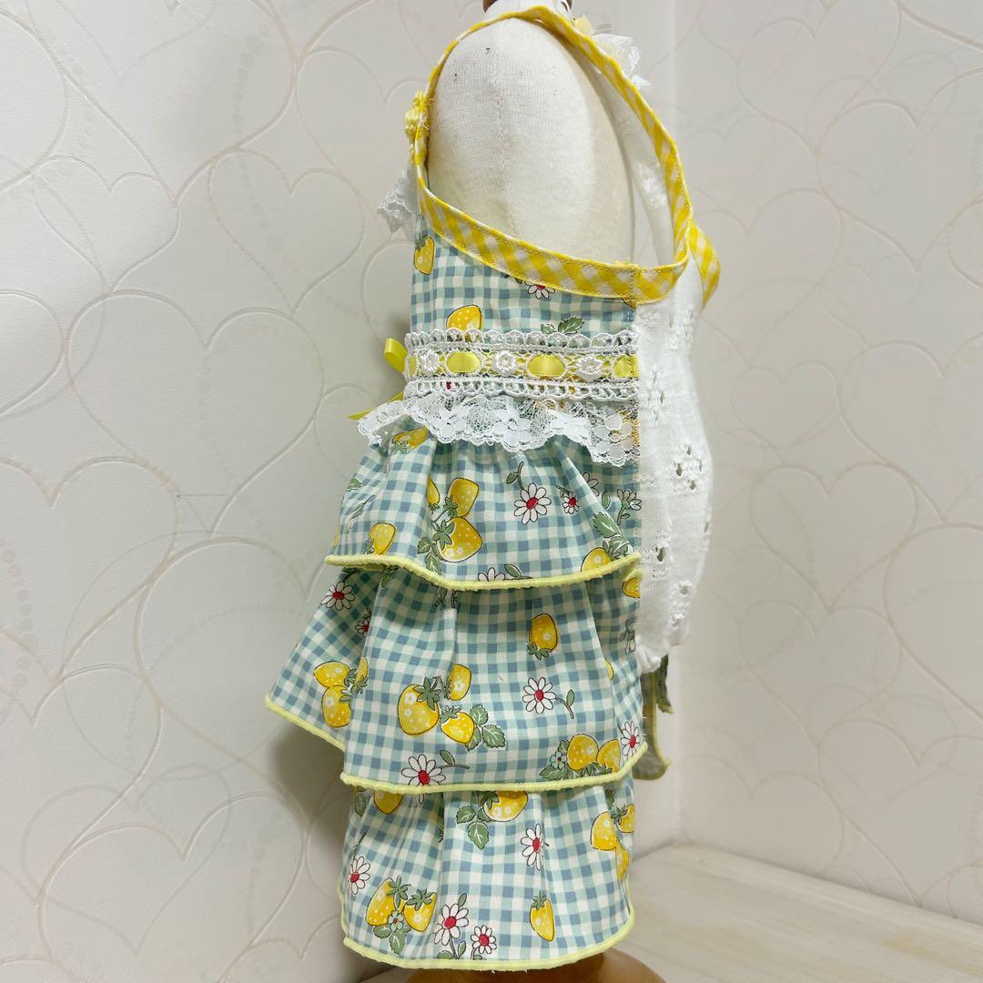 ハンドメイド♡犬服 黄苺の3段フリルキャミワンピース