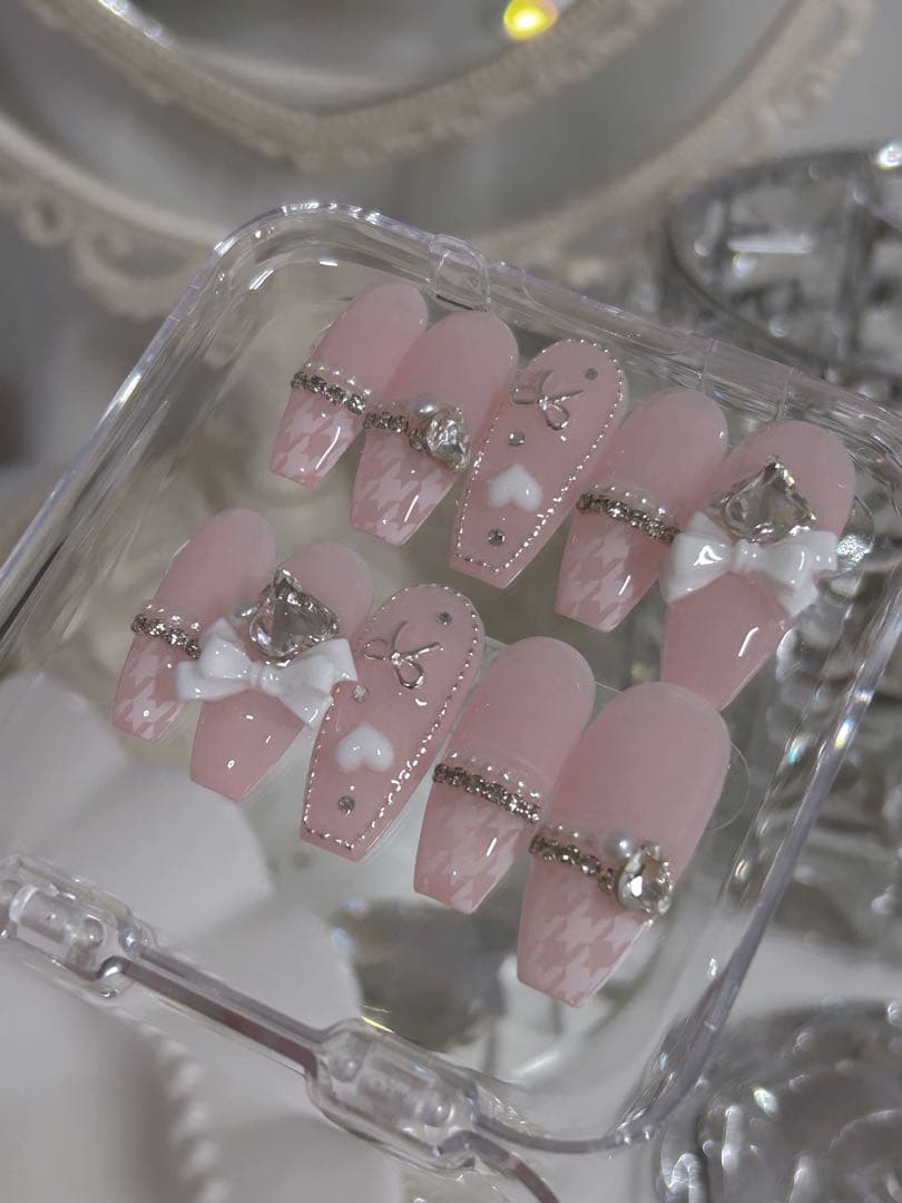 〘 現品 〙 ネイルチップ スナ系 ワンホン 韓国 フレンチガーリー 推し活
