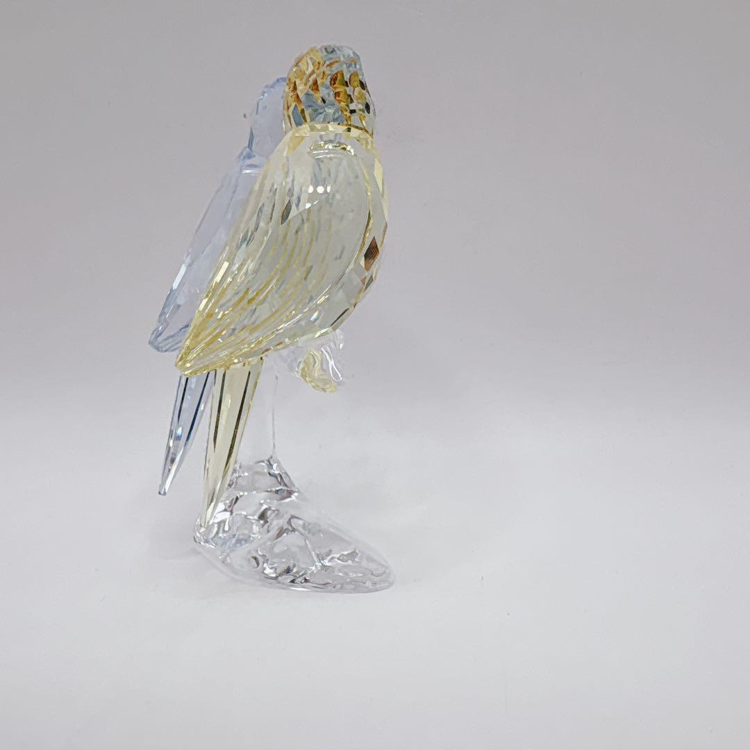 【高級】スワロフスキー クリスタル　セキセイインコ 台座 鳥 置物 インテリア