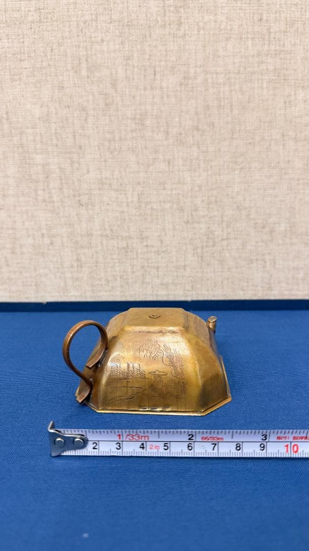 真鍮製 筆洗 鶴文 彫刻入り｜文房具・書道具｜時代風 工芸品