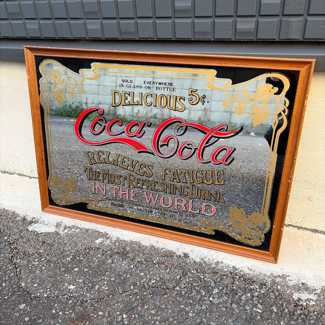 coca-cola コカコーラ パブミラー 鏡 ヴィンテージ レトロ 木枠