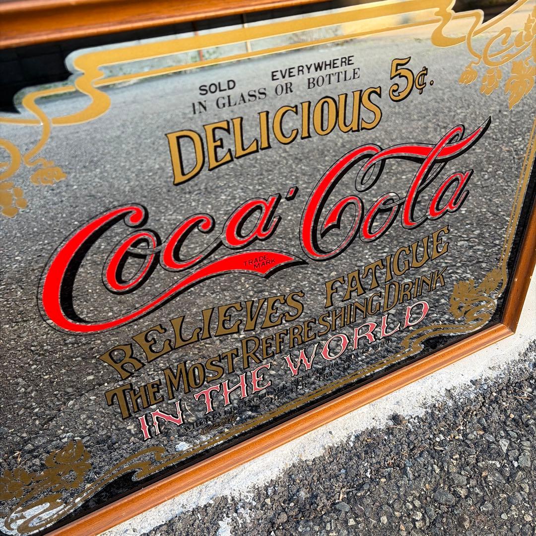 coca-cola コカコーラ パブミラー 鏡 ヴィンテージ レトロ 木枠