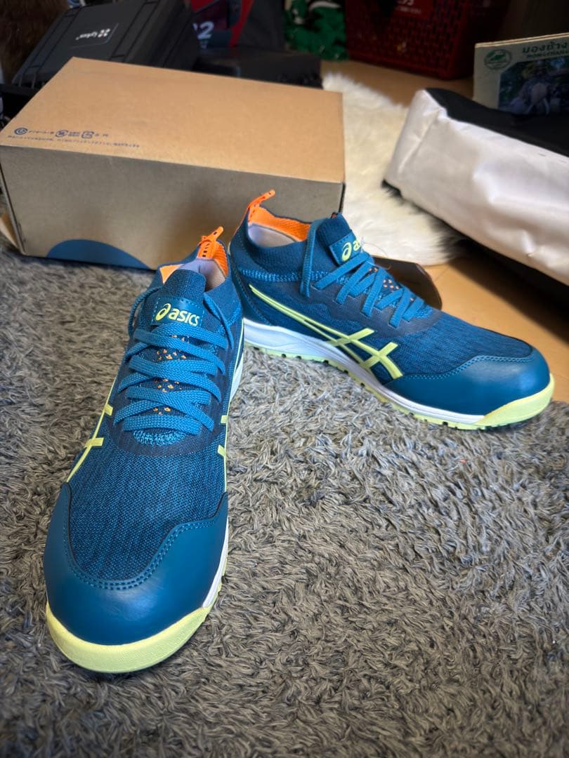 asics 安全靴 ダークブルー/イエロー