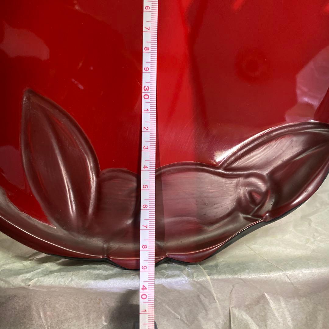 赤黒漆器 盆 花デザイン 約40cm