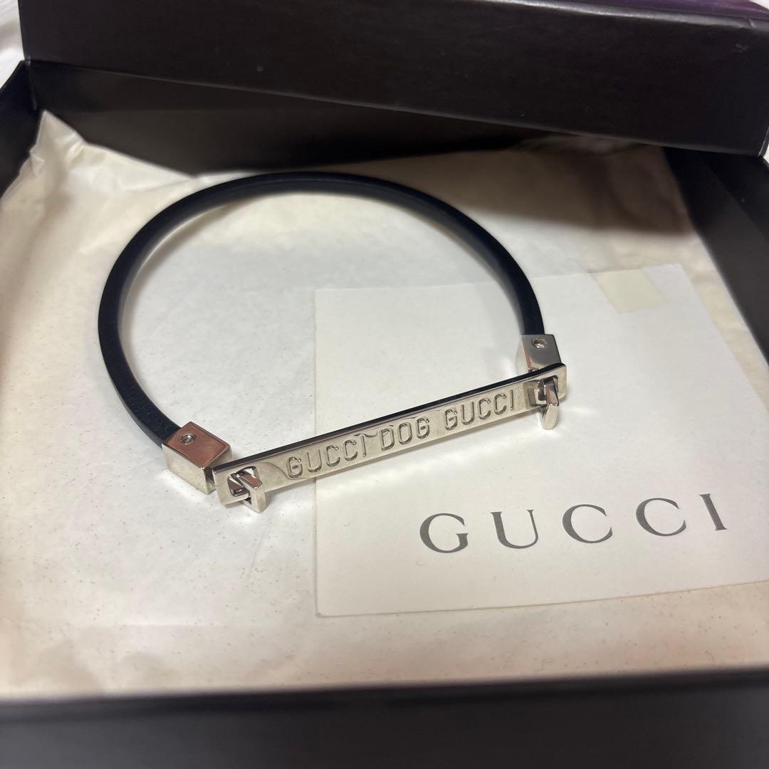 GUCCI 犬用ブレスレット ブラック・シルバー