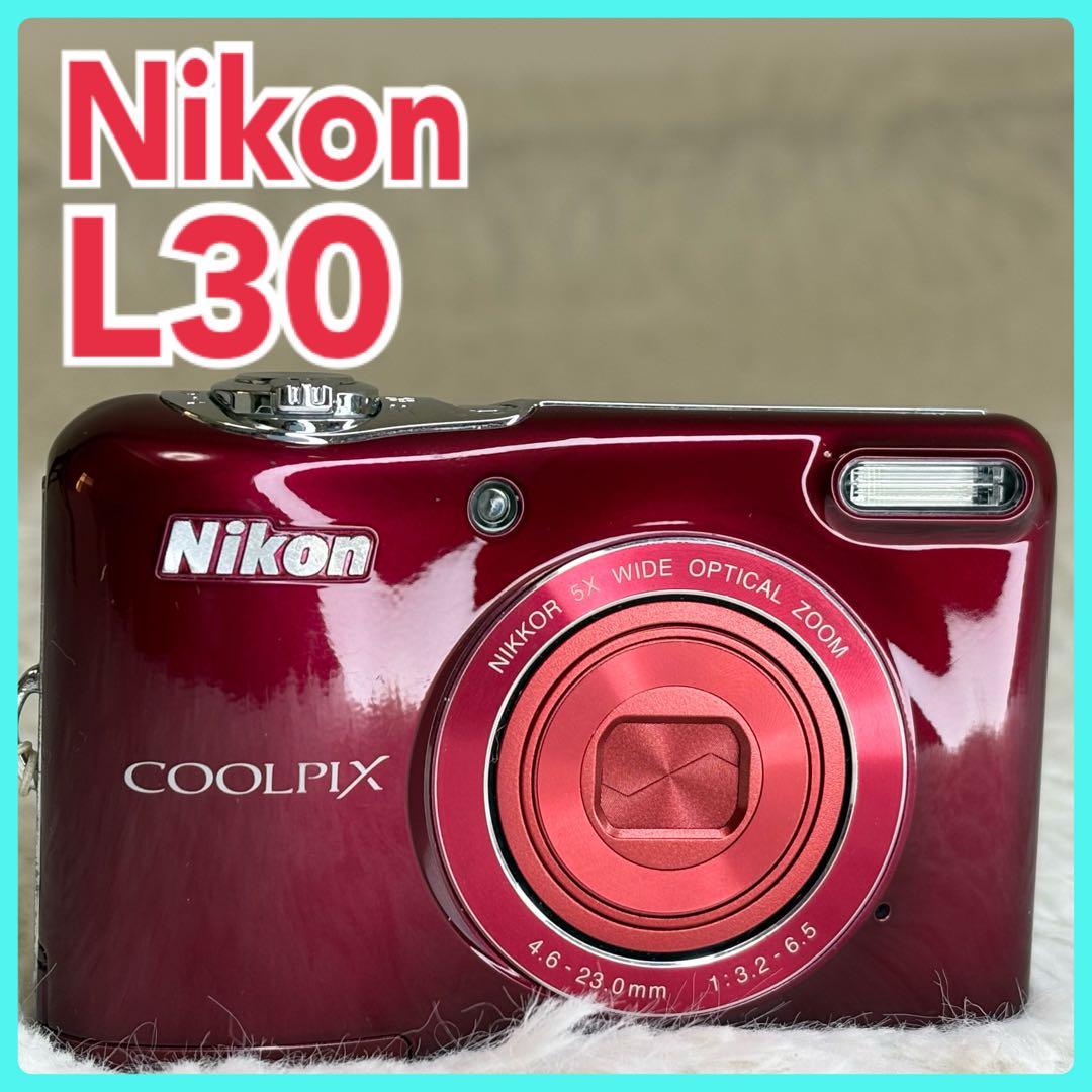 美品　Nikon COOLPIX L30 レッド　単三電池　コンデジ　動作品