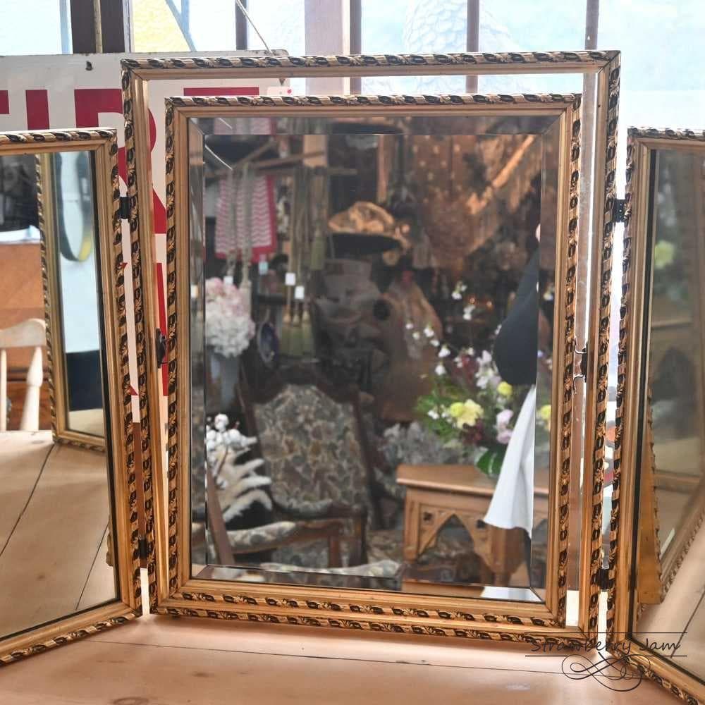 L3710-71 英国アンティーク デコラクティブ ミラー Mirror 三面鏡