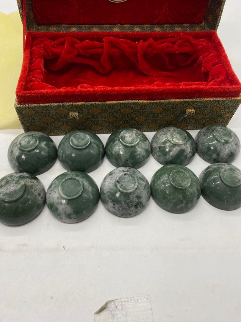 中国 天然玉石 茶器揃 10客セット　第11回中国新技術新製品博覧会