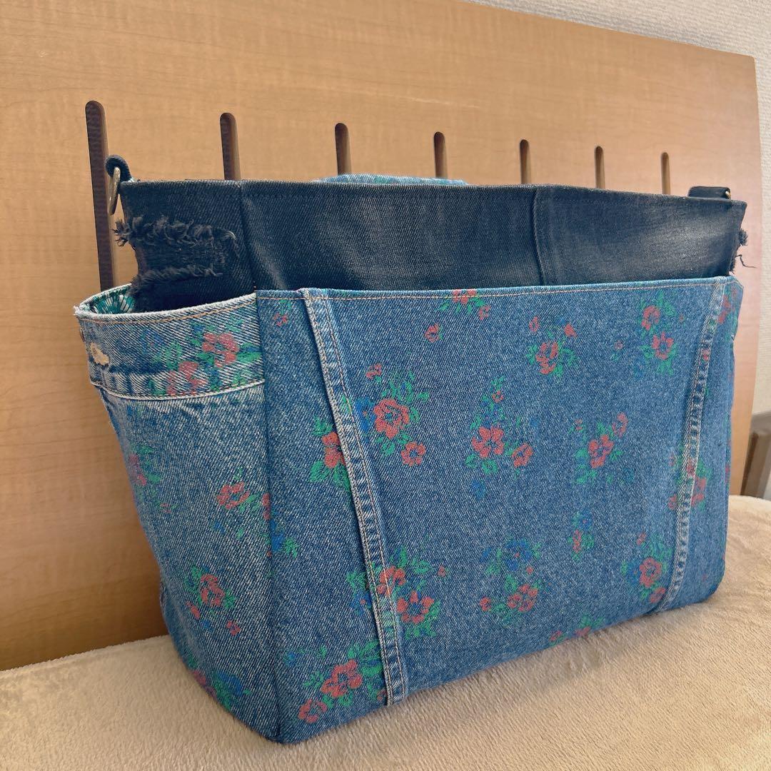 ゆぴさまオーダー。デニムジャケットリメイクバッグ【ハンドメイド】
