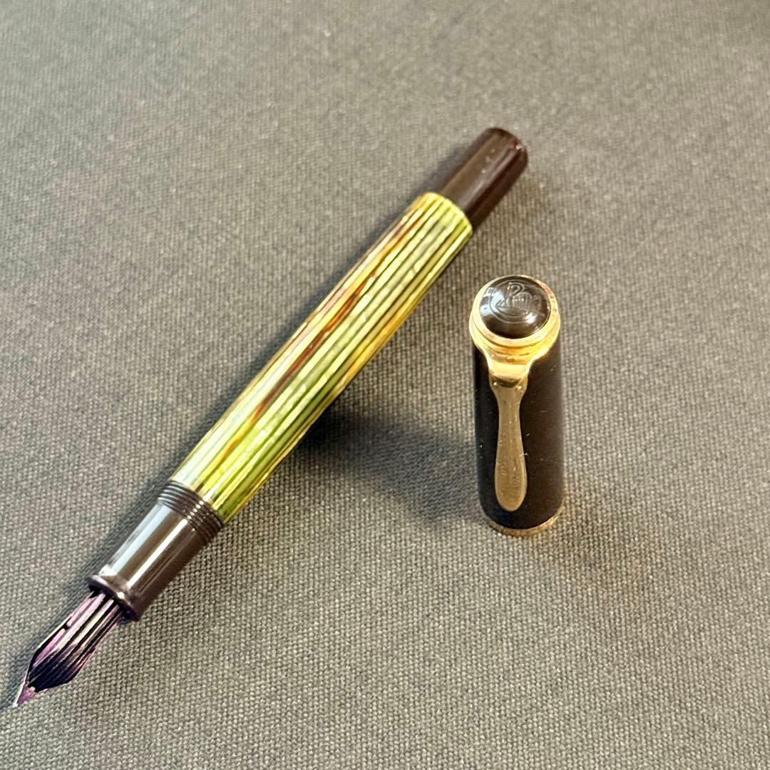 Pelikan #400 茶縞 万年筆 EF 1950年代 ヴィンテージ
