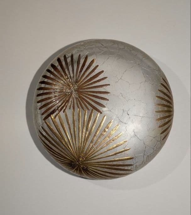 『紋唐松』ガラス茶器　棗 　硝子　吉昭　蒔絵師『吉田華正』ギヤマン夏義山銀覆輪