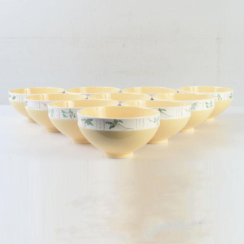 茶道具　京焼　春七草文　数茶碗　十客　V　9951A