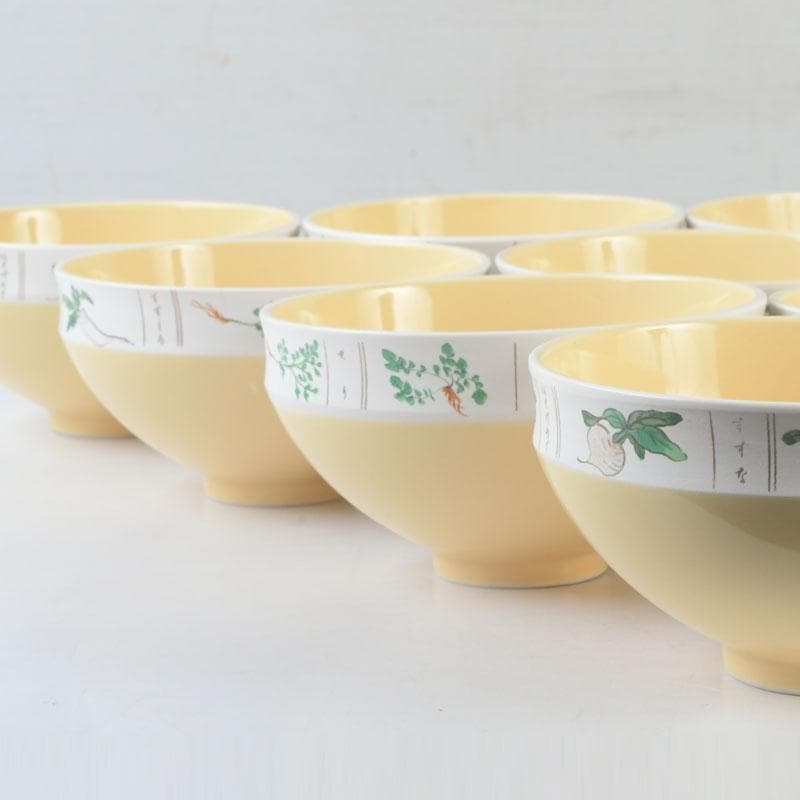 茶道具　京焼　春七草文　数茶碗　十客　V　9951A