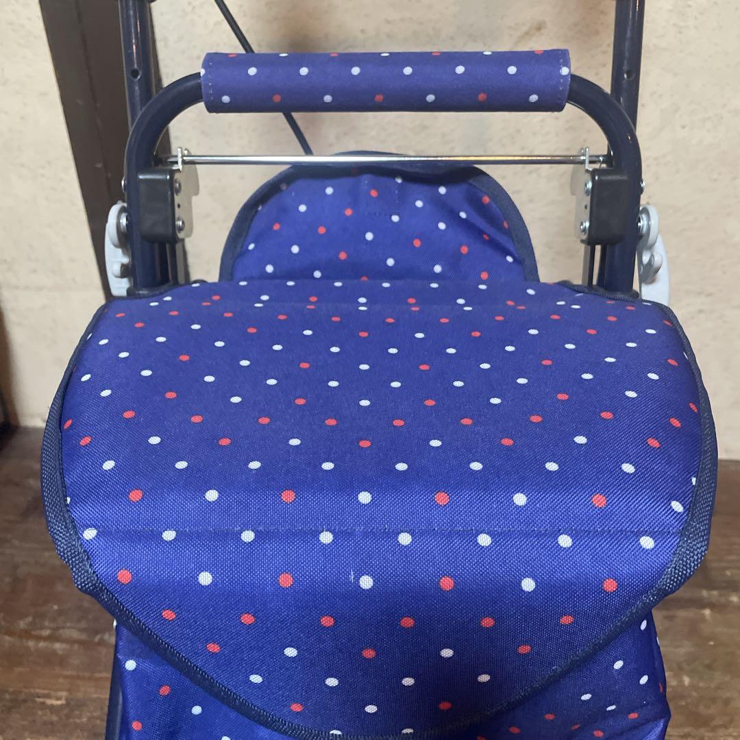 美品　マキテック　シルバーカー らくらくスリムバスケット ドットネイビー