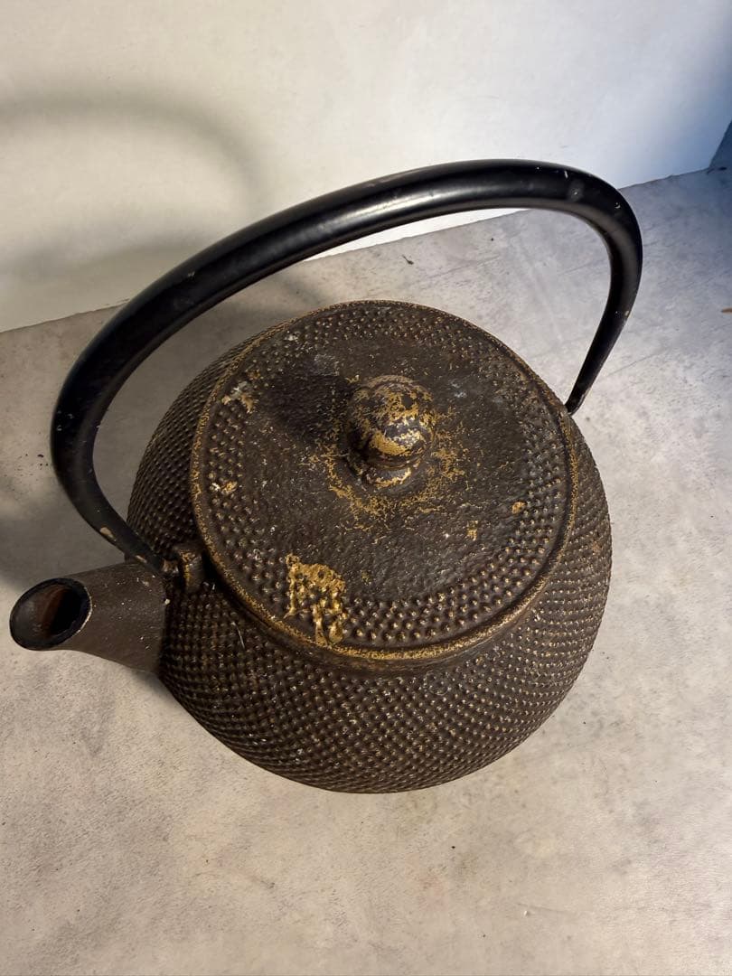 岩鋳 南部鉄器 鉄瓶 アラレ文様 茶道具 伝統工芸 現状品