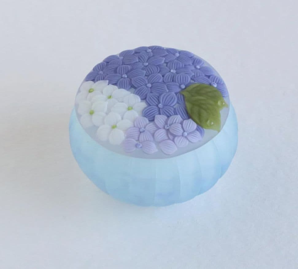 川北友果★蓋物 「紫陽花亅★コアガラス★作家 あじさい