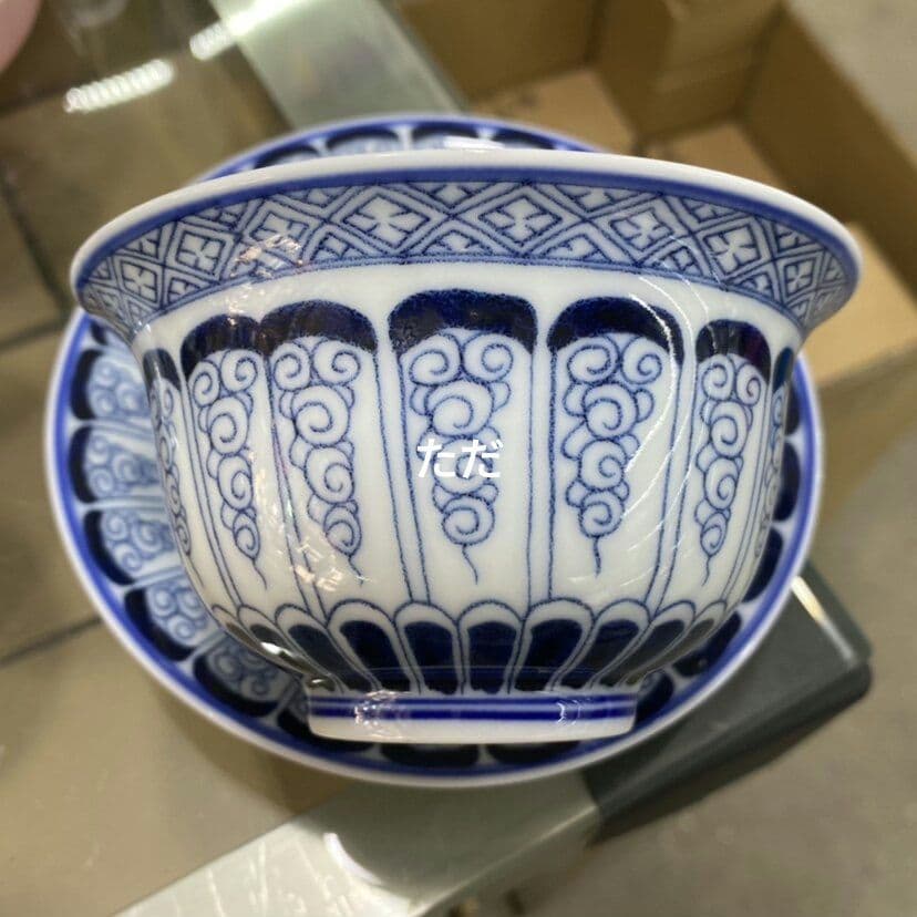 景徳鎮 陶磁器 巻草紋三才蓋碗 湯飲み 煎茶器 茶道具 新品未使用