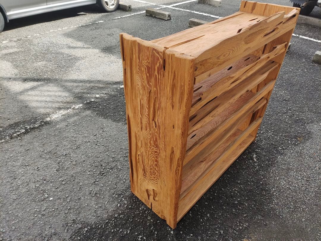 屋久杉　一枚板　自然木　棚　茶棚　本棚　飾り棚　収納棚　什器　古家具