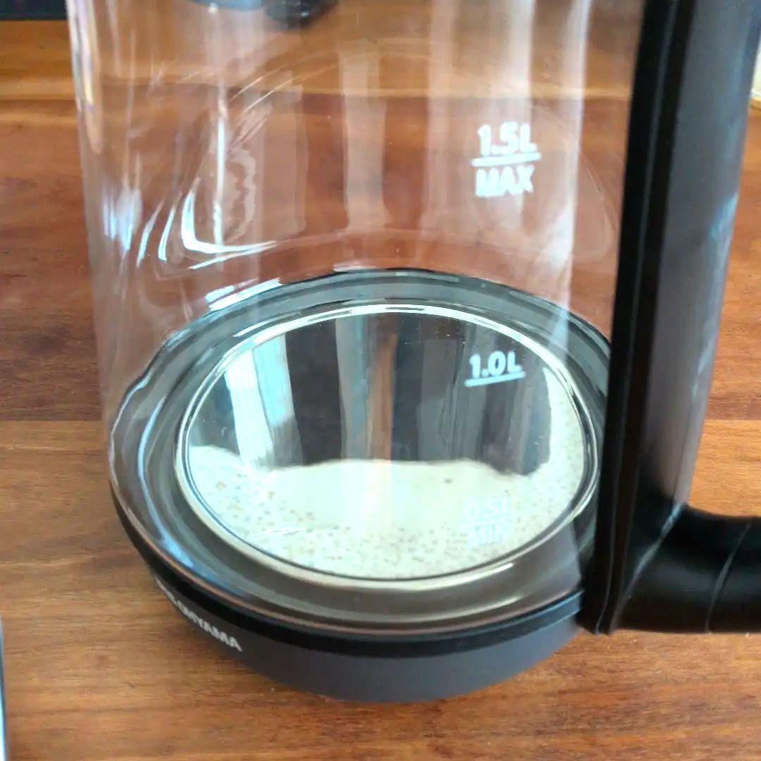 ★アイリスオーヤマ　1.5L　電気ケトル　IKE-G1500T-B ガラス