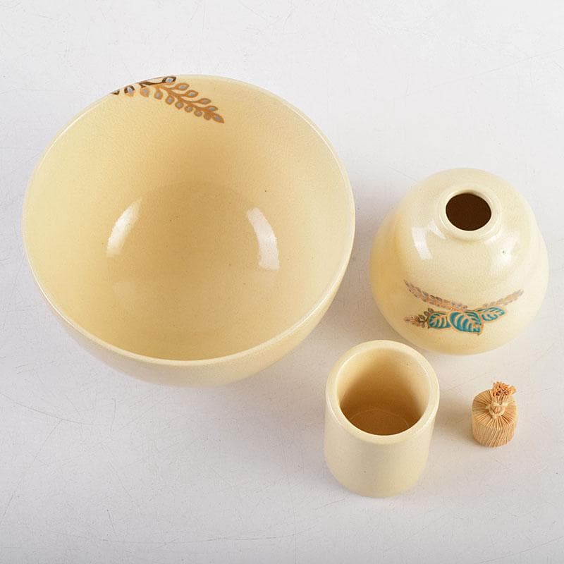 茶道具　柿合溜　利休茶箱　京焼　加藤昌山造　茶碗　棗など　八点一式　MR9614