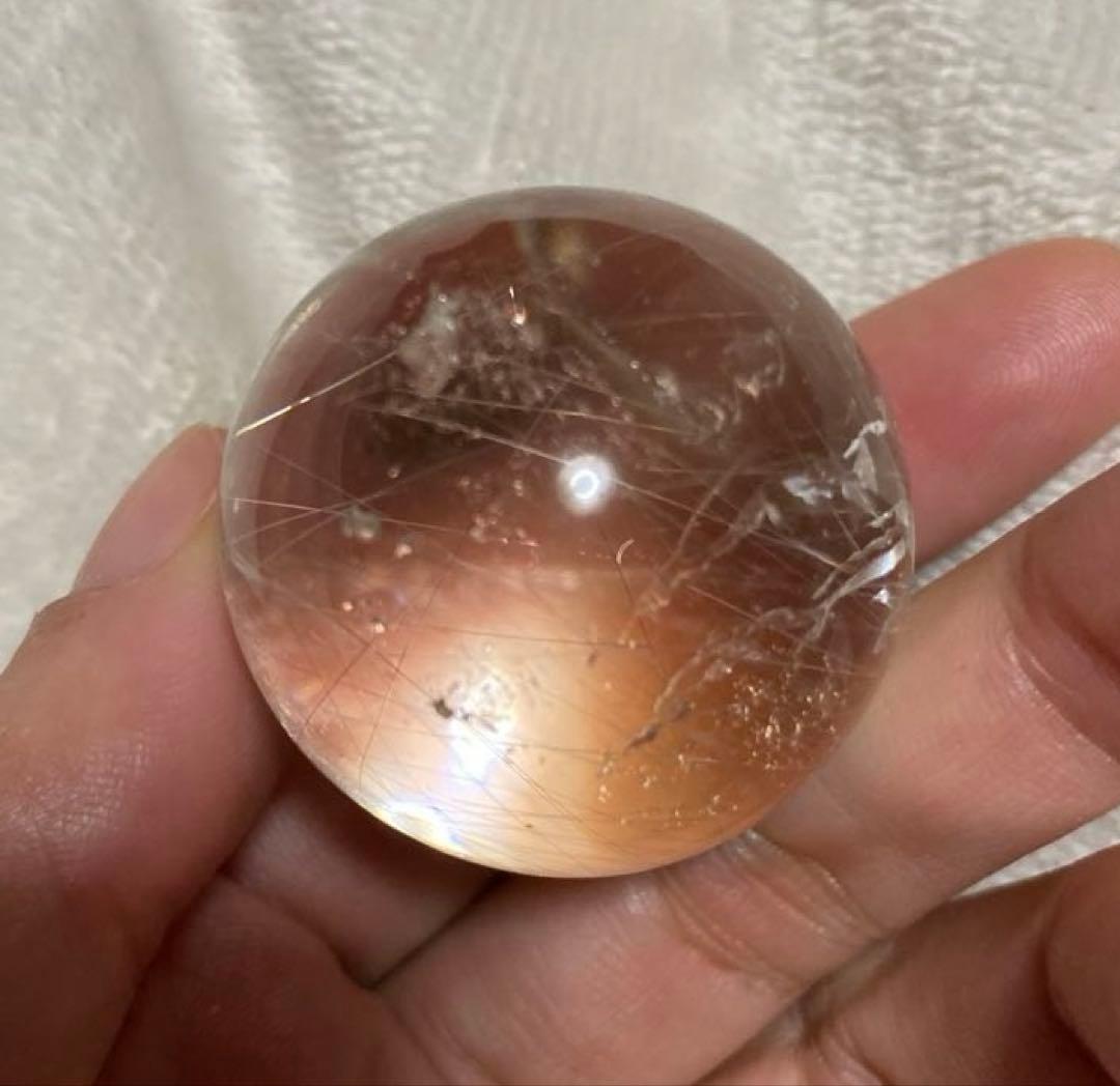 天然石　ホワイトルチル　シルバールチル　ルチルクォーツ　スフィア　丸玉　水晶